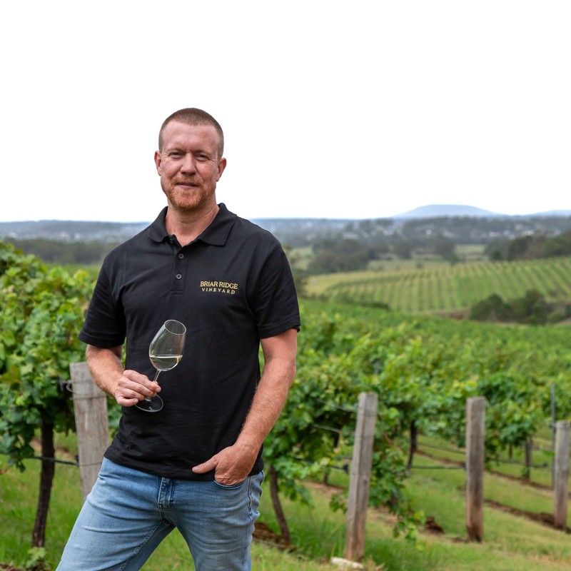 Briar Ridge Vineyard Head Winemaker Andrew Duff posing for a photo in the Hunter Valley.